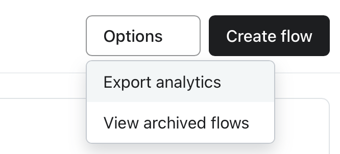 Export analytics option for flows