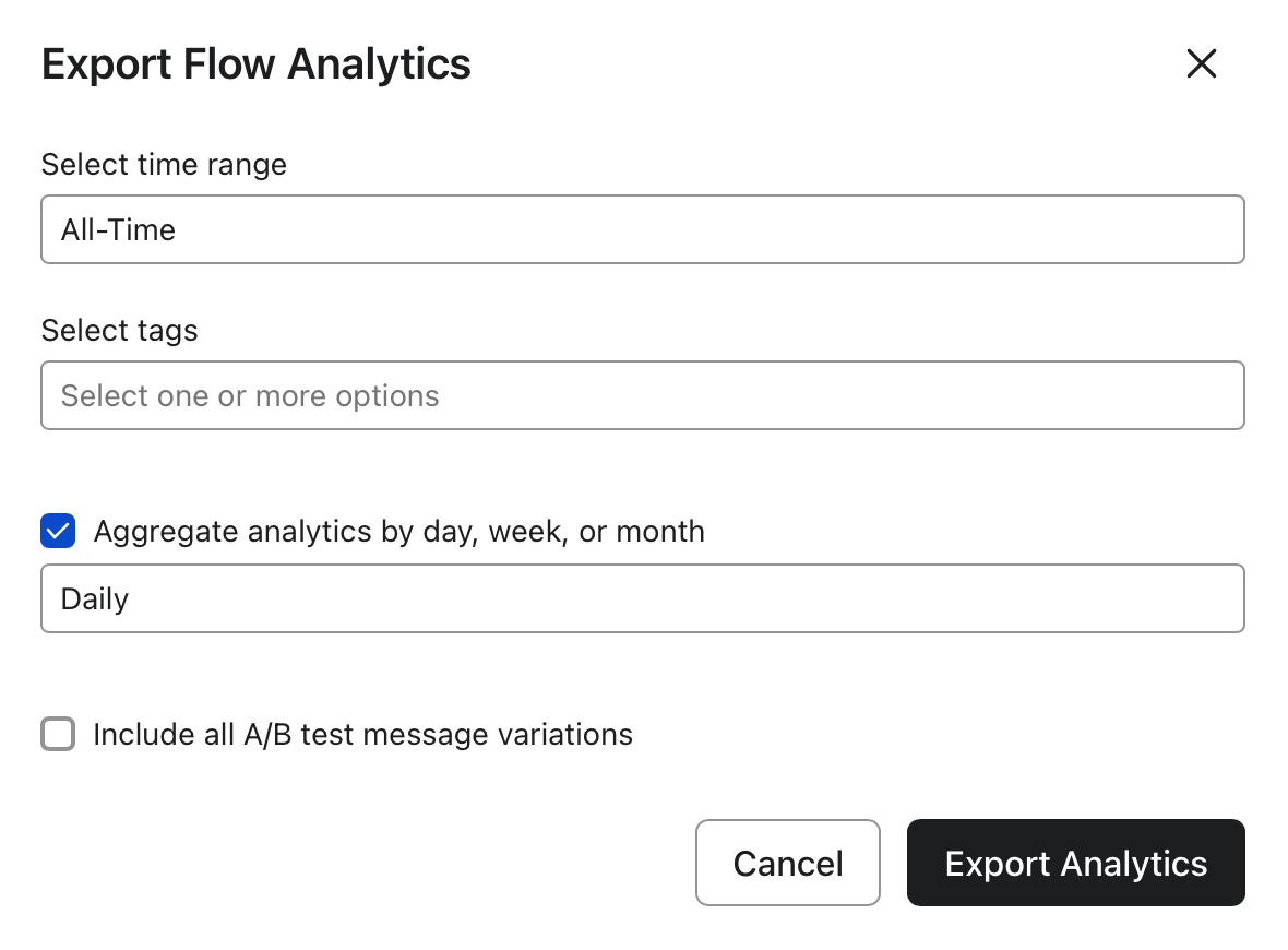 Flow analytics export window