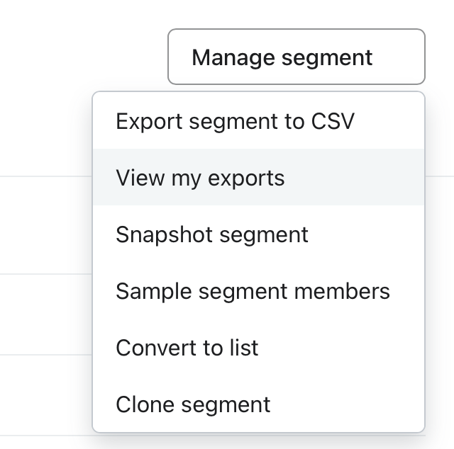 Viewing segment exports in Klaviyo