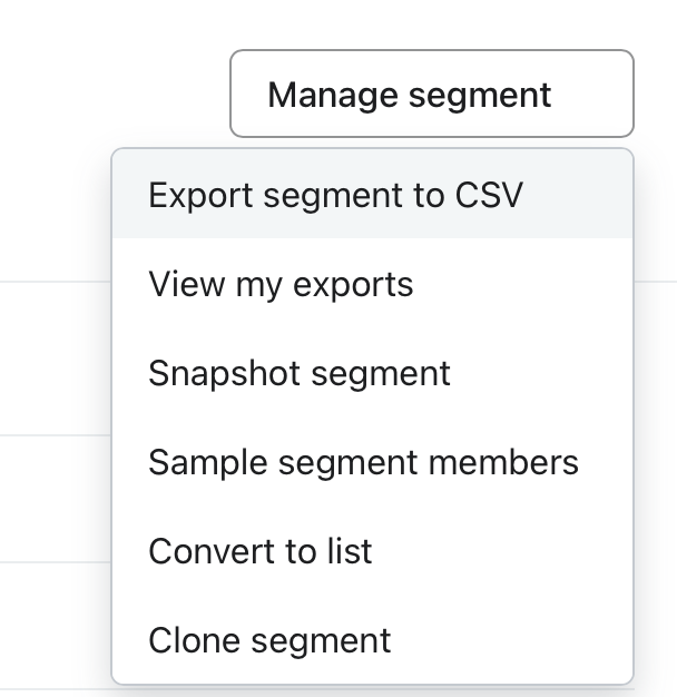 Export segment to CSV in Klaviyo